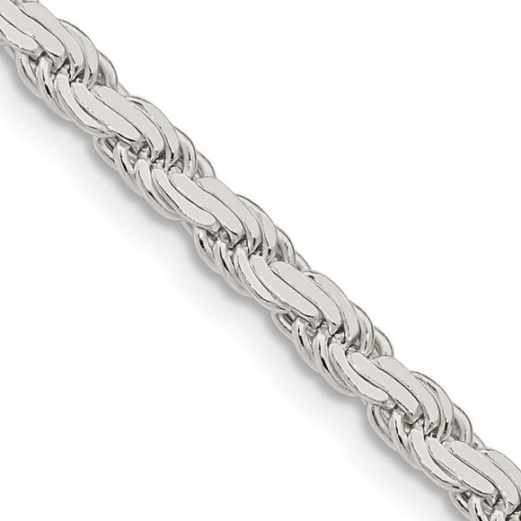 Kazi Luxury Sterling Silver 3.65mm Flat Rope Chain